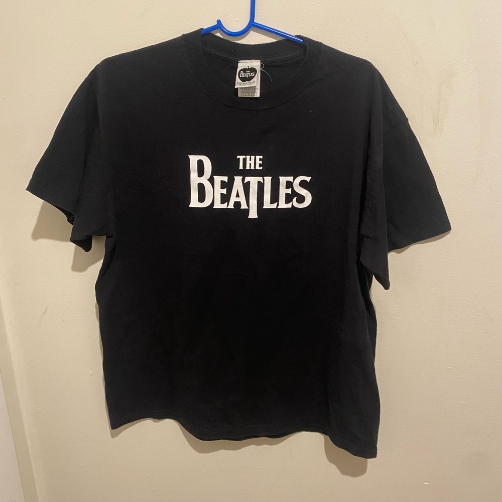 The Beatles Black Tee with White Logo Centered